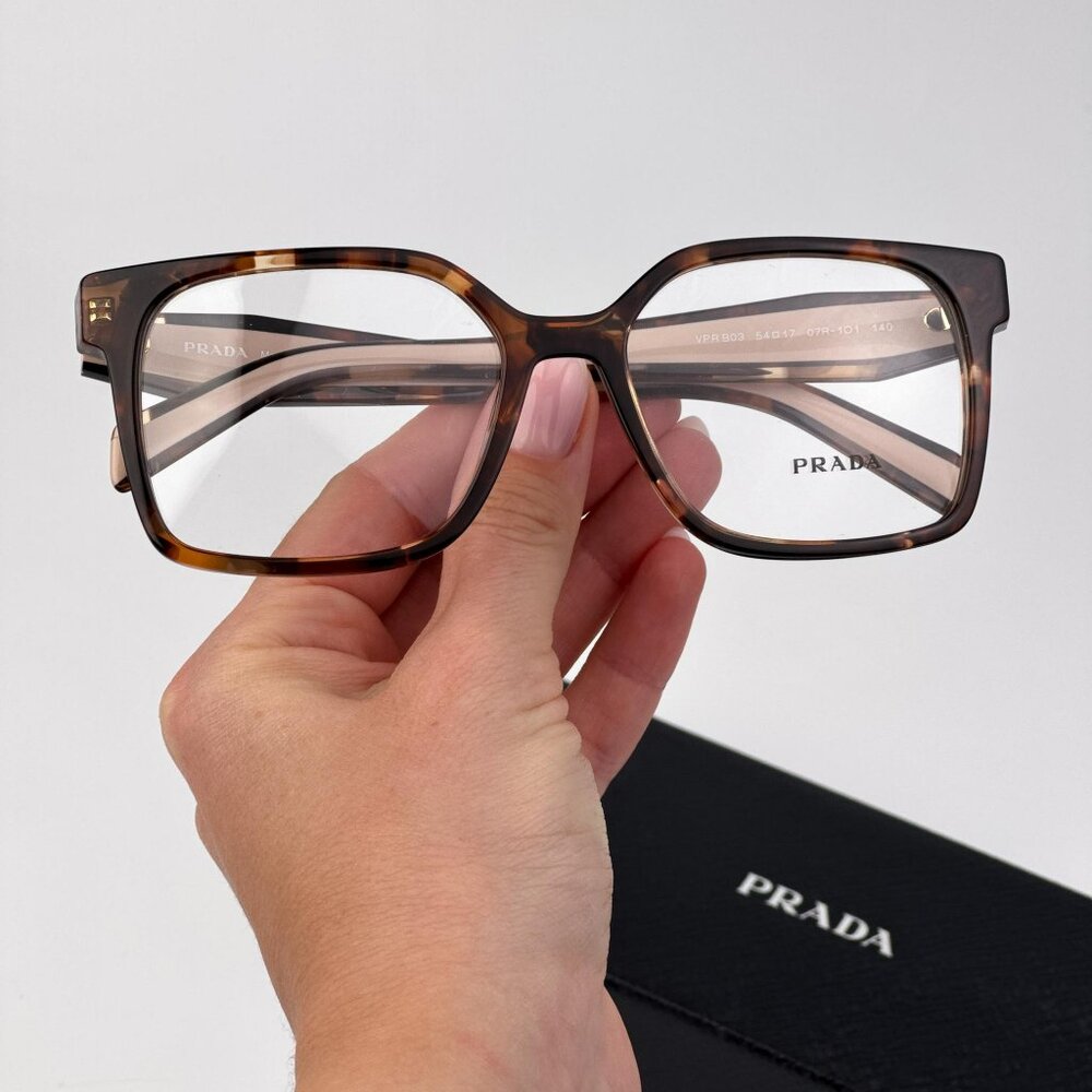 Prada Eyeglasses – Havana Caramel Square Frame | Model PRB03V 07R1O1